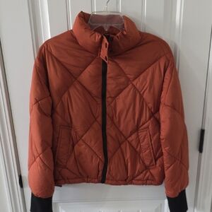 GB Girls Quilted Puffer Jacket - Orange and Black